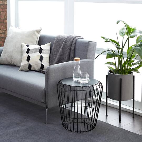 Gray Tin Industrial Outdoor Accent Table